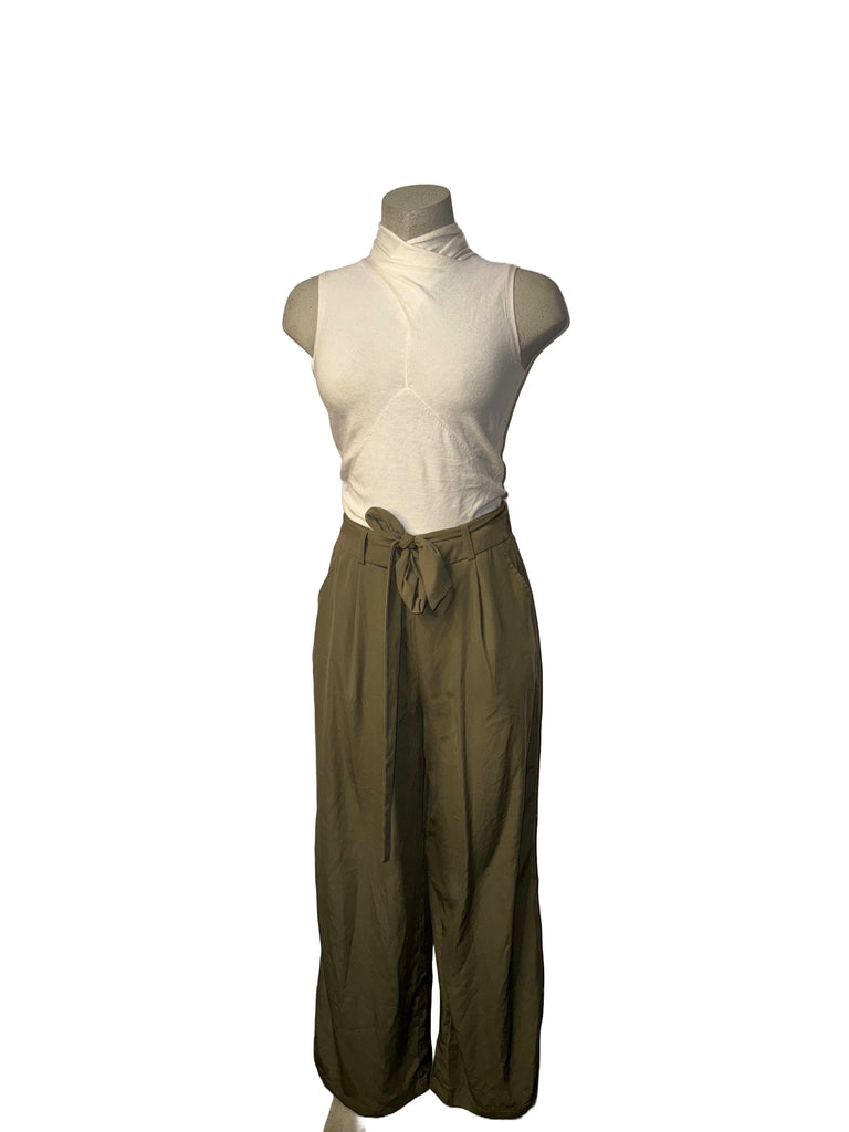 Forever 21 Contemporary Wide-Leg Olive Pants - Size M