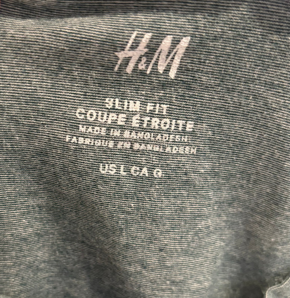 H&M Slim Fit Blue-Grey T-Shirt - Size Large