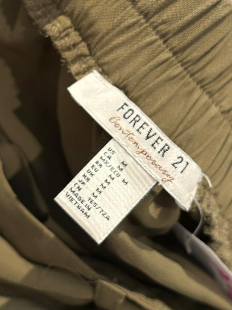 Forever 21 Contemporary Wide-Leg Olive Pants - Size M