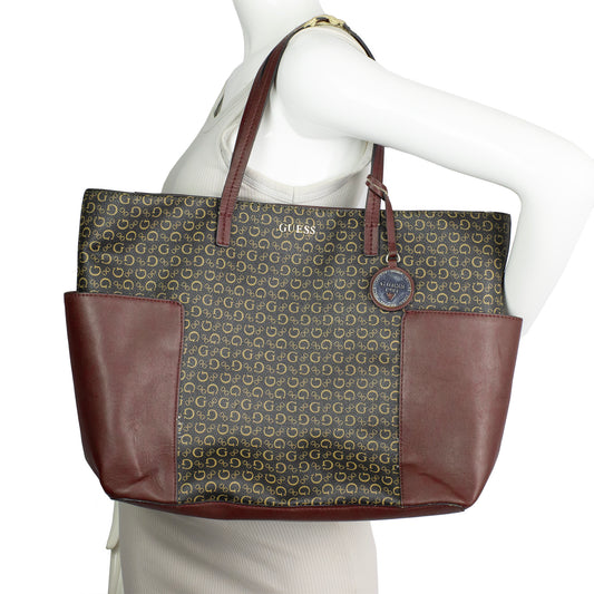 GUESS 1981 Monogram Tote Bag
Color: Brown/Maroon