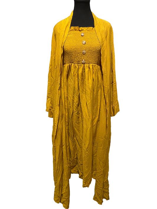 Mustard Two Piece Dress & Bisht