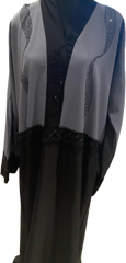 Elegant Black & Gray Abaya - Size 58 (US Size 3XL)