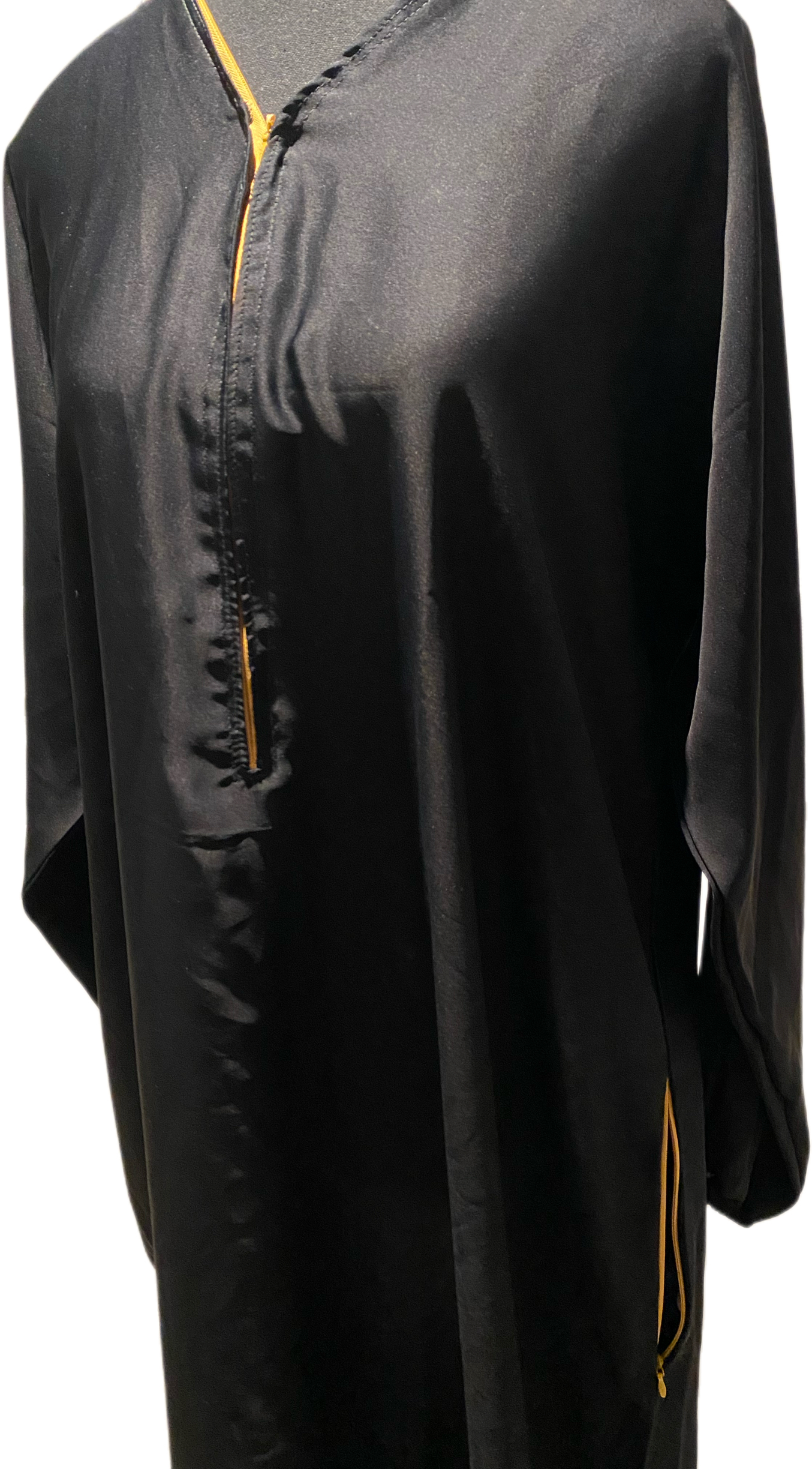 Gold Zipper Detail Black Abaya