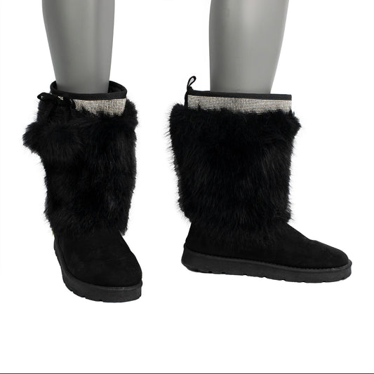Size 11 Women’s Faux Fur Winter Boots with Rhinestone Detail