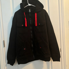 Fleece Lined Black/Red Hoodie