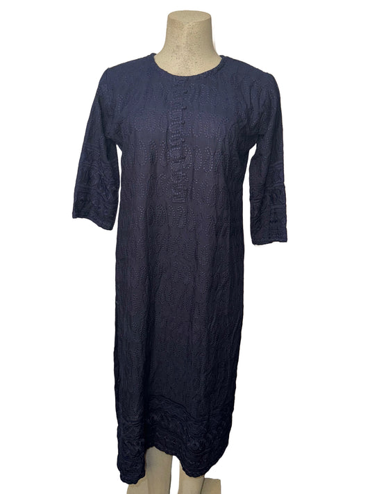 Navy Embroidered Kurti - Size XXL (Fits US L)