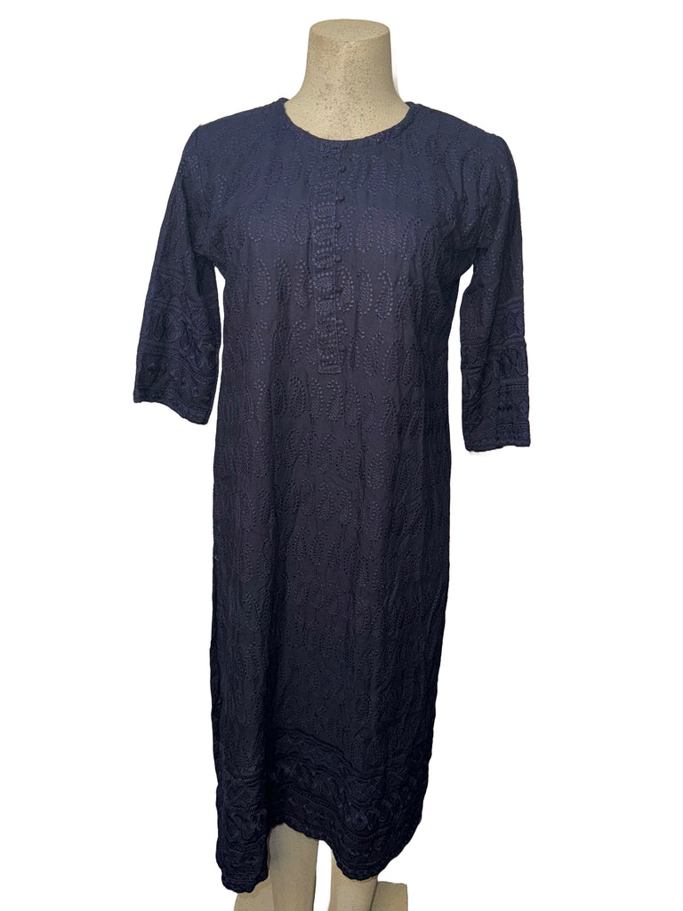 Navy Embroidered Kurti - Size XXL (Fits US L)
