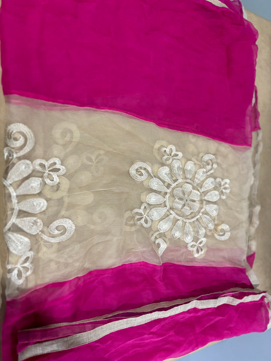 Pink & Creme Dupatta