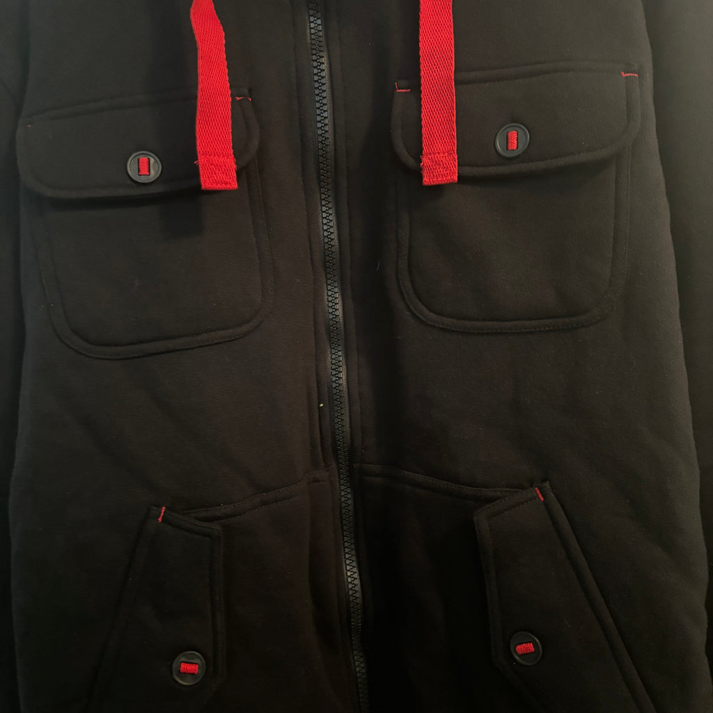 Fleece Lined Black/Red Hoodie
