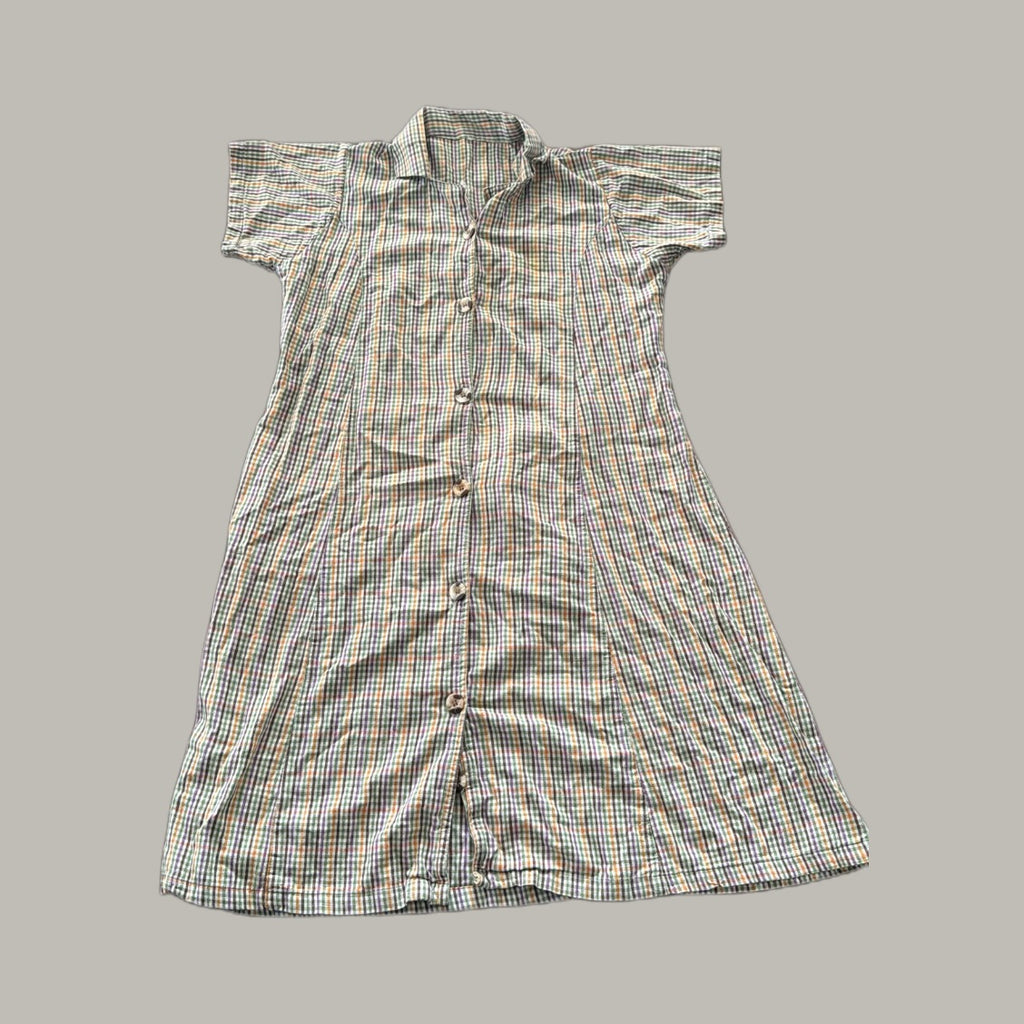 Retro 70’s Plaid Button-Up Dress