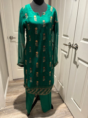 Green Embroidered Wealth 2 piece Suit