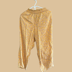 Yellow Patterned Paper Bag Pants
