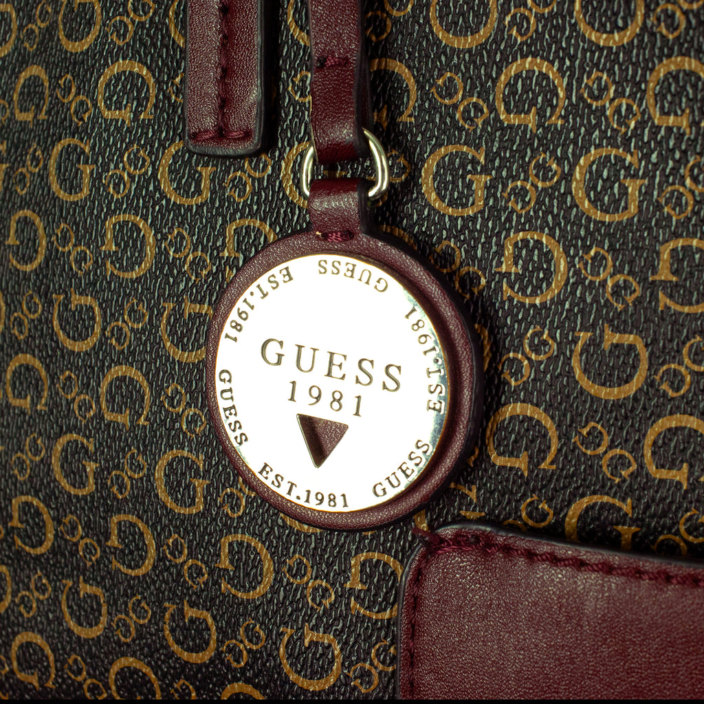 GUESS 1981 Monogram Tote Bag
Color: Brown/Maroon