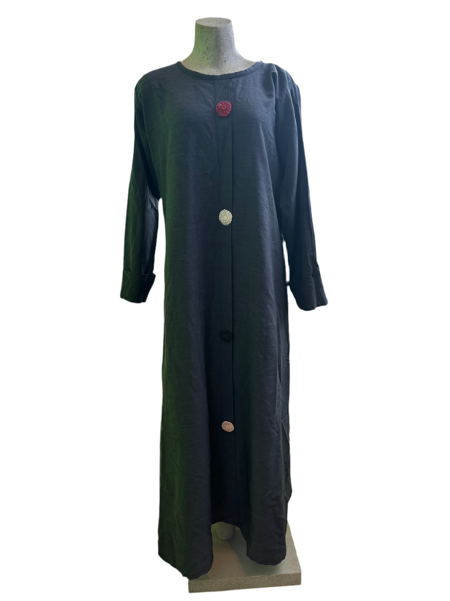 Colourful Buttons Black Abaya