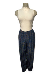 Navy Printed Harem Pants with Geometric Gold Detailing (Fits Sizes M to XL)