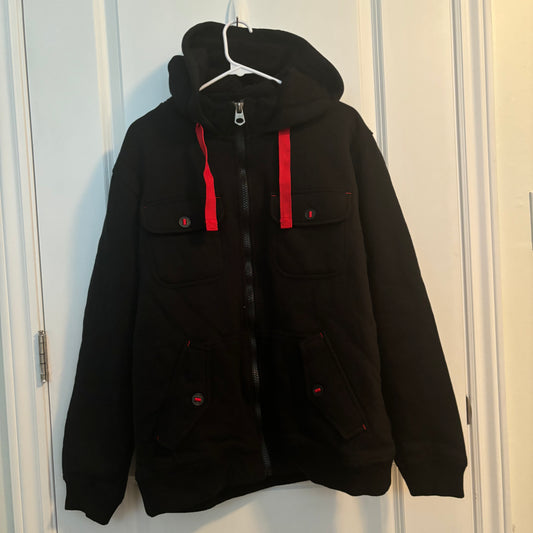 Fleece Lined Black/Red Hoodie