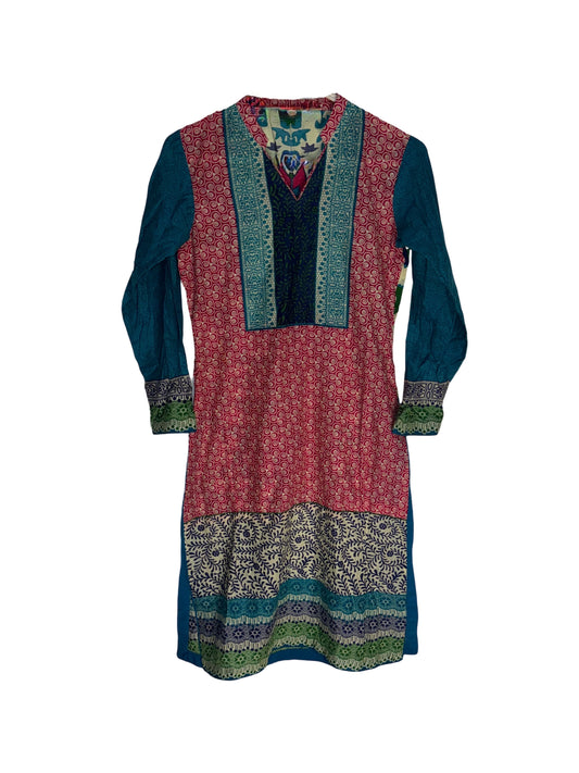 Vibrant Patchwork Print Desi-Inspired Tunic