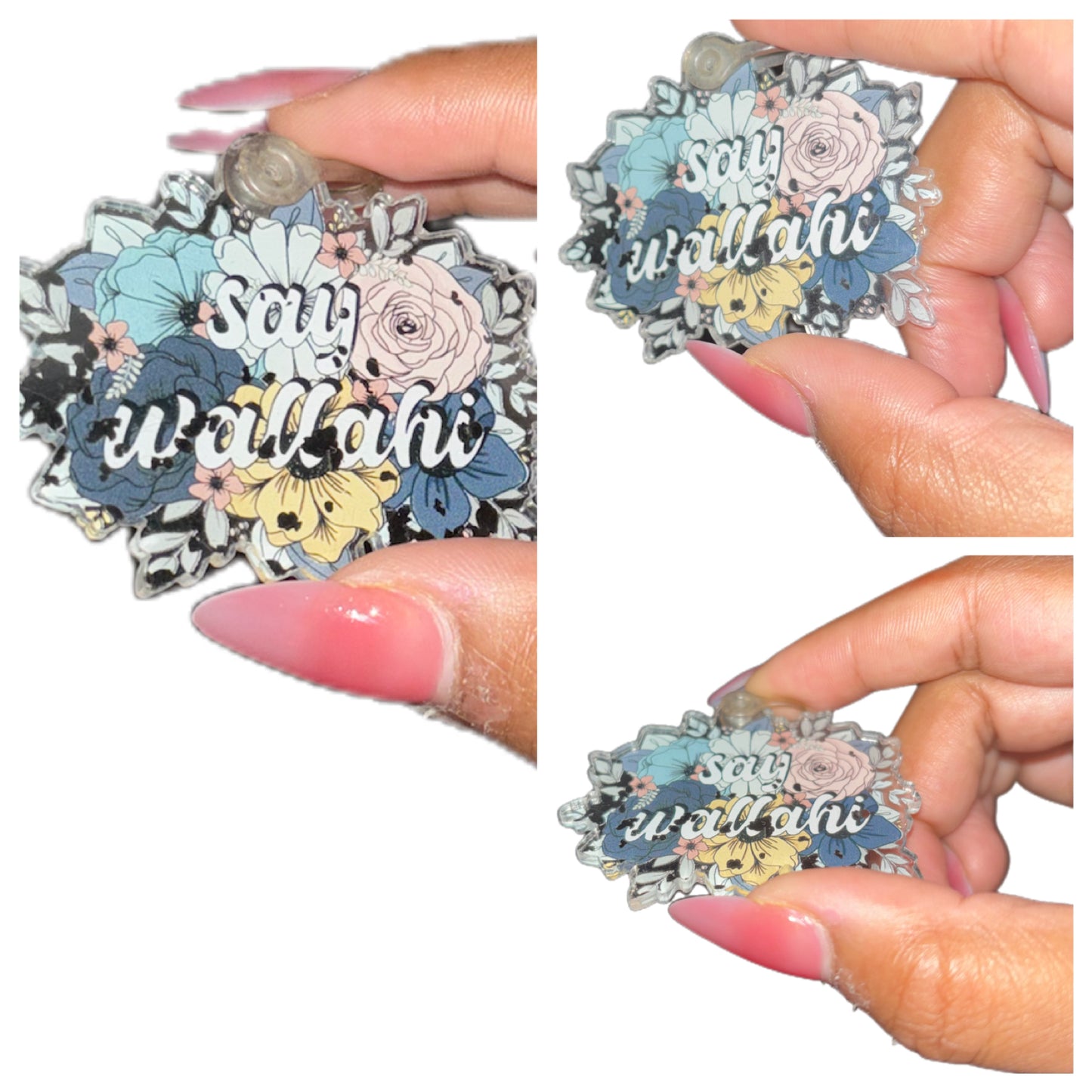 “Say Wallahi” Floral Acrylic Keychain